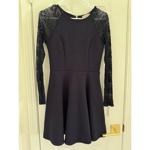 Altar'd State Navy Blue Lace Long Sleeve Fit & Flare Mini Dress Women's Small - Picture 6 of 14